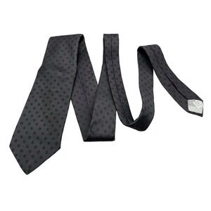 Guy Laroche Paris Mens Silk Tie Grey Red Geometric Medallion Vintage Necktie